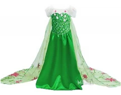 Детски костюм за кралица Елза - зелен цвят