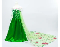 Детски костюм за кралица Елза - зелен цвят