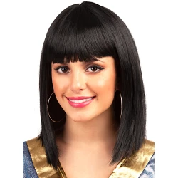 Къса черна перука с бретон