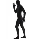 Черен костюм втора кожа за възрастни, покриващ цялото тяло