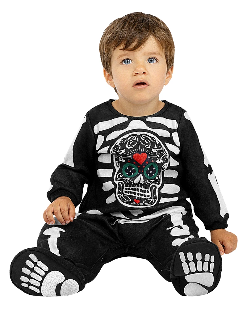 Бебешки костюм Скелет La Catrina - гащеризон с пантофки