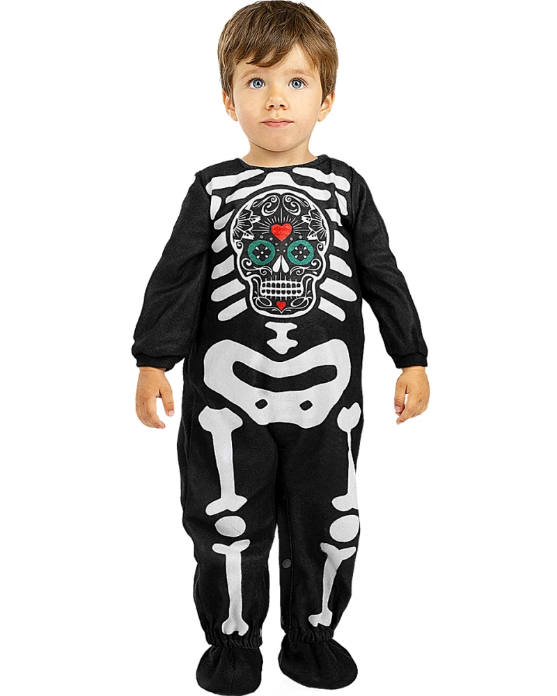 Бебешки костюм Скелет La Catrina - гащеризон с пантофки