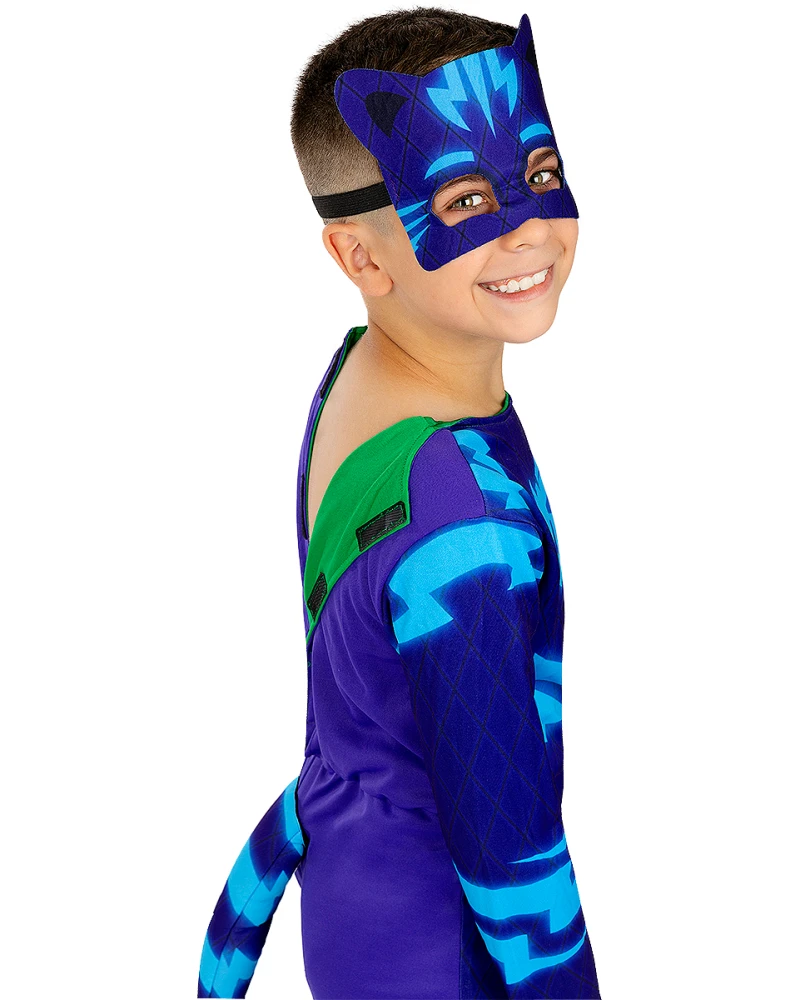Детски двулицев костюм на Кетбой и Геко от PJ Masks – гащеризон с две маски и две опашки | забава