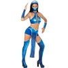 Дамски костюм Kitana от Mortal Kombat с маска и аксесоари