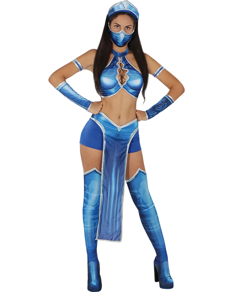 Дамски костюм Kitana от Mortal Kombat с маска и аксесоари