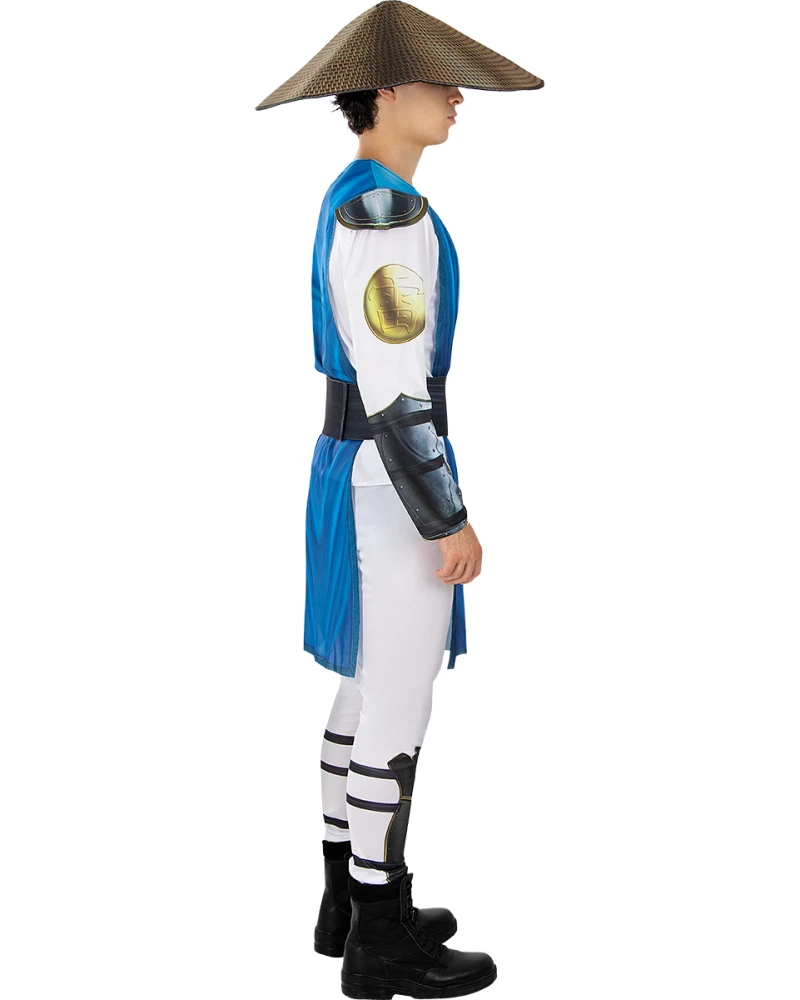 Мъжки костюм на Raiden от Mortal Kombat с блуза, панталон, шапка и колан