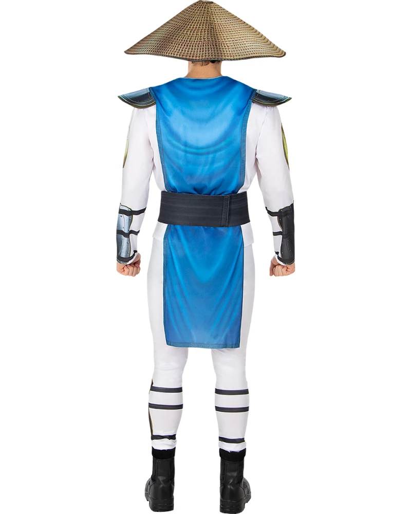 Мъжки костюм на Raiden от Mortal Kombat с блуза, панталон, шапка и колан
