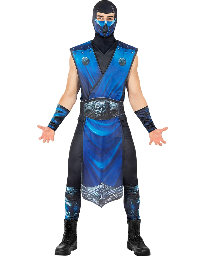 Костюм Sub-Zero Mortal Kombat за мъже с блуза, панталон, туника, колан, маска и ръкави