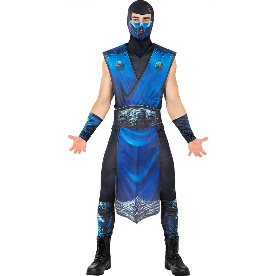 Костюм Sub-Zero Mortal Kombat за мъже с блуза, панталон, туника, колан, маска и ръкави