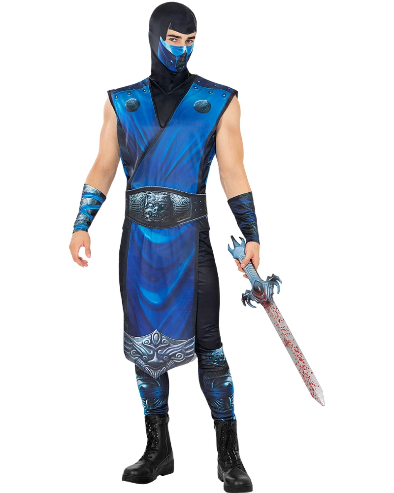 Костюм Sub-Zero Mortal Kombat за мъже с блуза, панталон, туника, колан, маска и ръкави