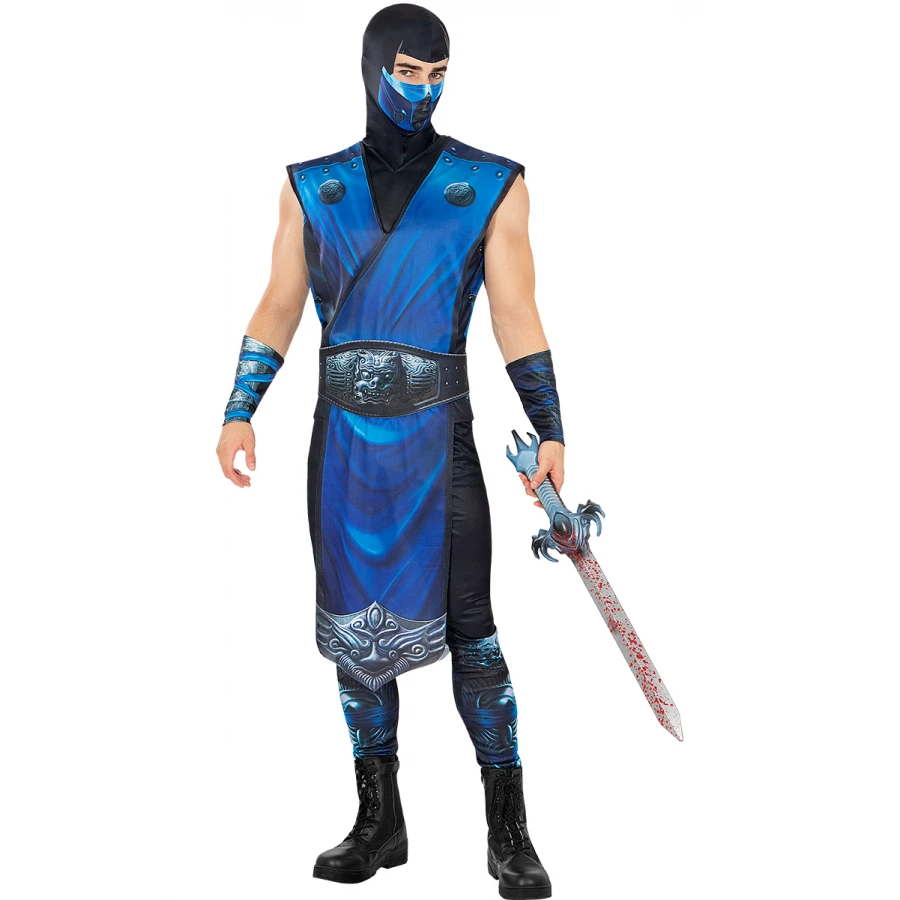 Костюм Sub-Zero Mortal Kombat за мъже с блуза, панталон, туника, колан, маска и ръкави
