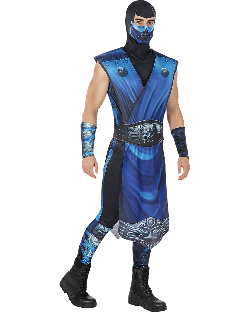 Костюм Sub-Zero Mortal Kombat за мъже с блуза, панталон, туника, колан, маска и ръкави