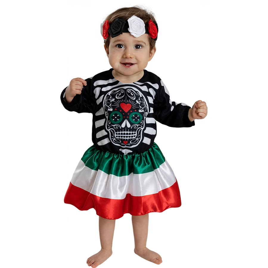 Бебешки костюм La Catrina рокля с лента за глава