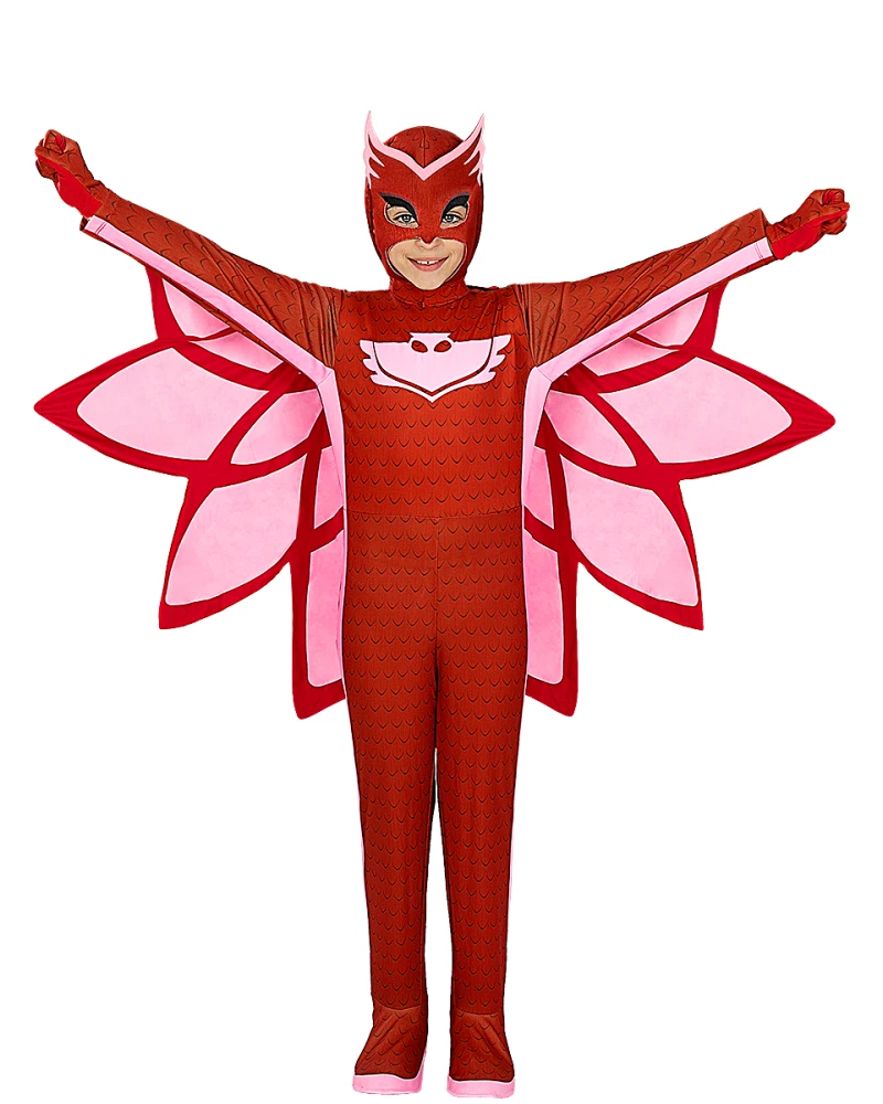 Детски светещ костюм на на Оулет от Pj Masks - гащеризон, крила, маски и ръкавици