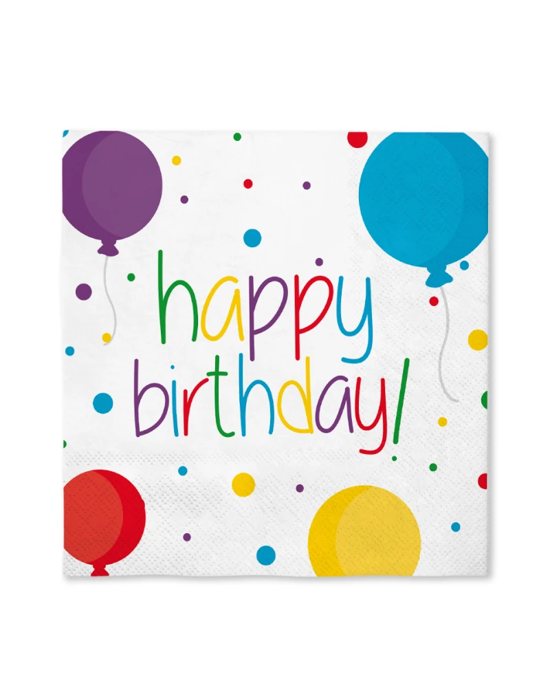 16 бр Салфетки за Рожден ден 33 x 33 см - Happy Birthday