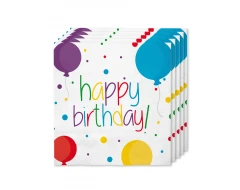 16 бр Салфетки за Рожден ден 33 x 33 см - Happy Birthday