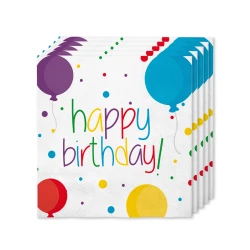 16 бр Салфетки за Рожден ден 33 x 33 см - Happy Birthday