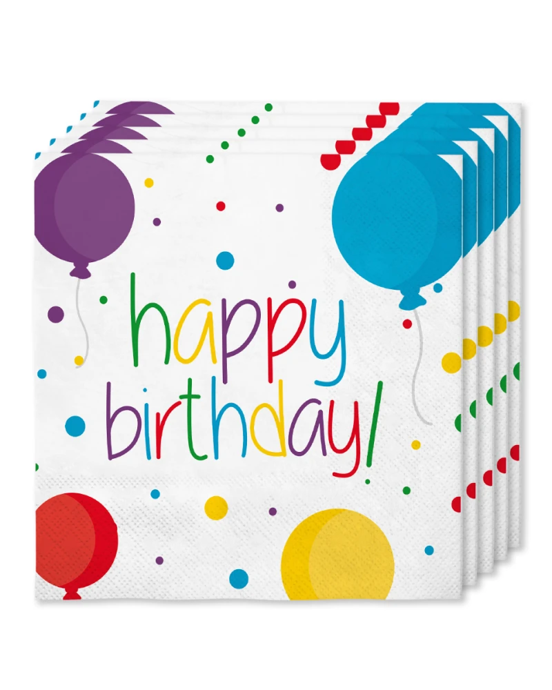 16 бр Салфетки за Рожден ден 33 x 33 см - Happy Birthday