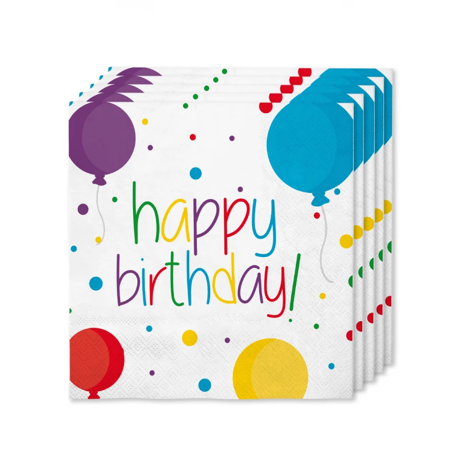 16 бр Салфетки за Рожден ден 33 x 33 см - Happy Birthday