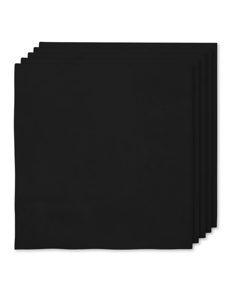 16 черни салфетки 33x33 см - обикновени цветове