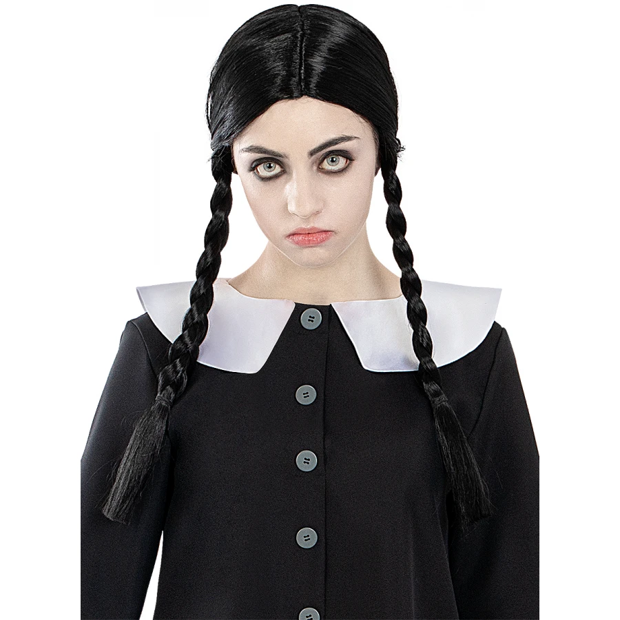 перука Wednesday Addams черна с плитки