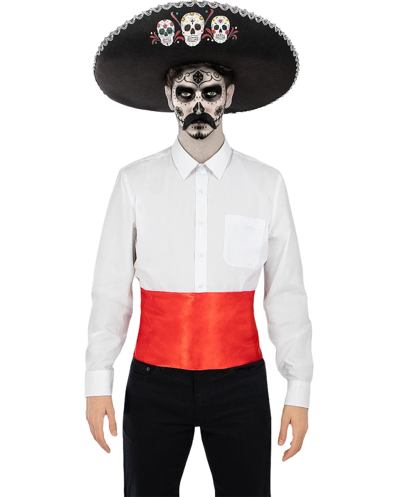 Мъжки комплект La Catrina с шапка пояс и мустаци за Хелоуин