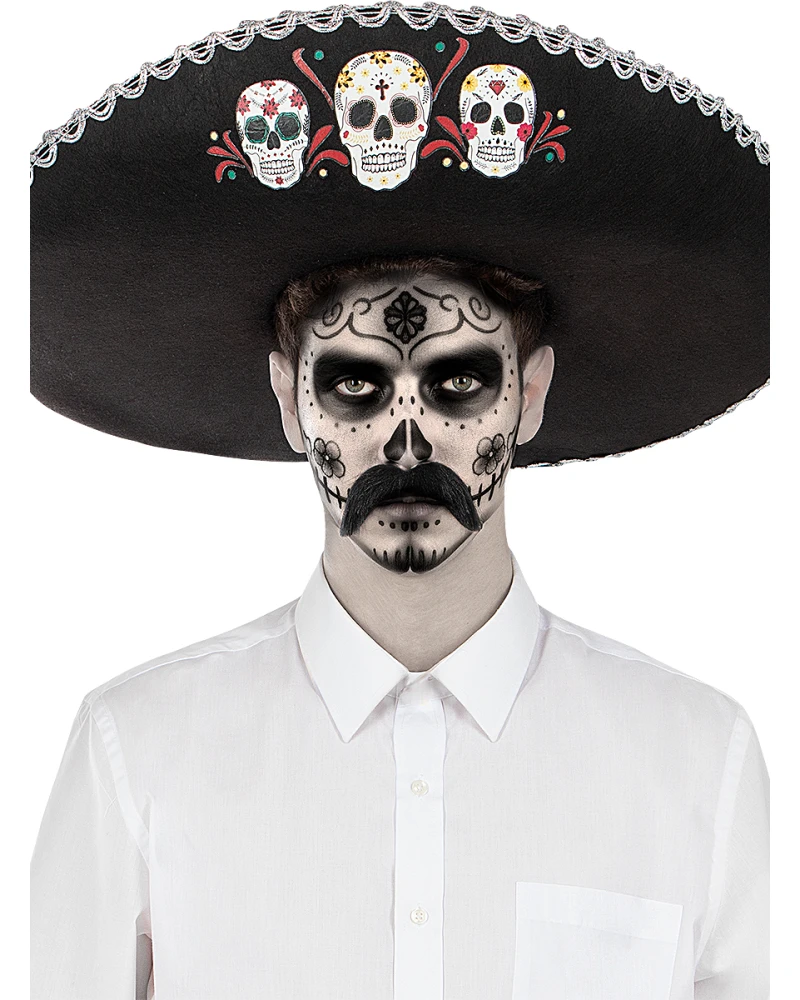 Мъжки комплект La Catrina с шапка пояс и мустаци за Хелоуин