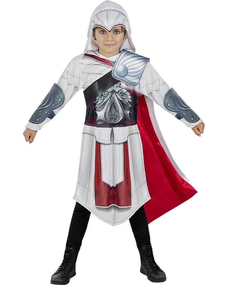 Детски костюм Ezio Auditore Assassin’s Creed с туника с качулка, броня и рълавели