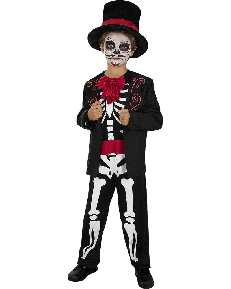 Детски костюм La Catrina Денят на мъртвите - гащеризон, палто и шапка