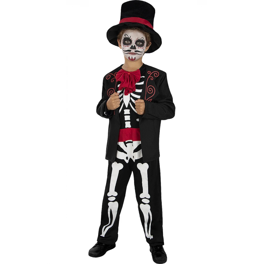 Детски костюм La Catrina Денят на мъртвите - гащеризон, палто и шапка