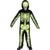 Детски светещ в тъмното костюм на скелет - гащеризон с качулка