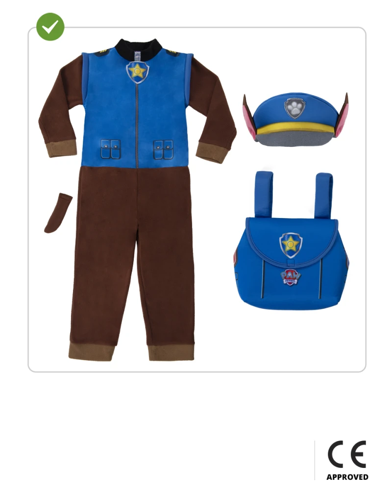 Детски костюм Чейс Paw Patrol - гащеризон с раница и шапка