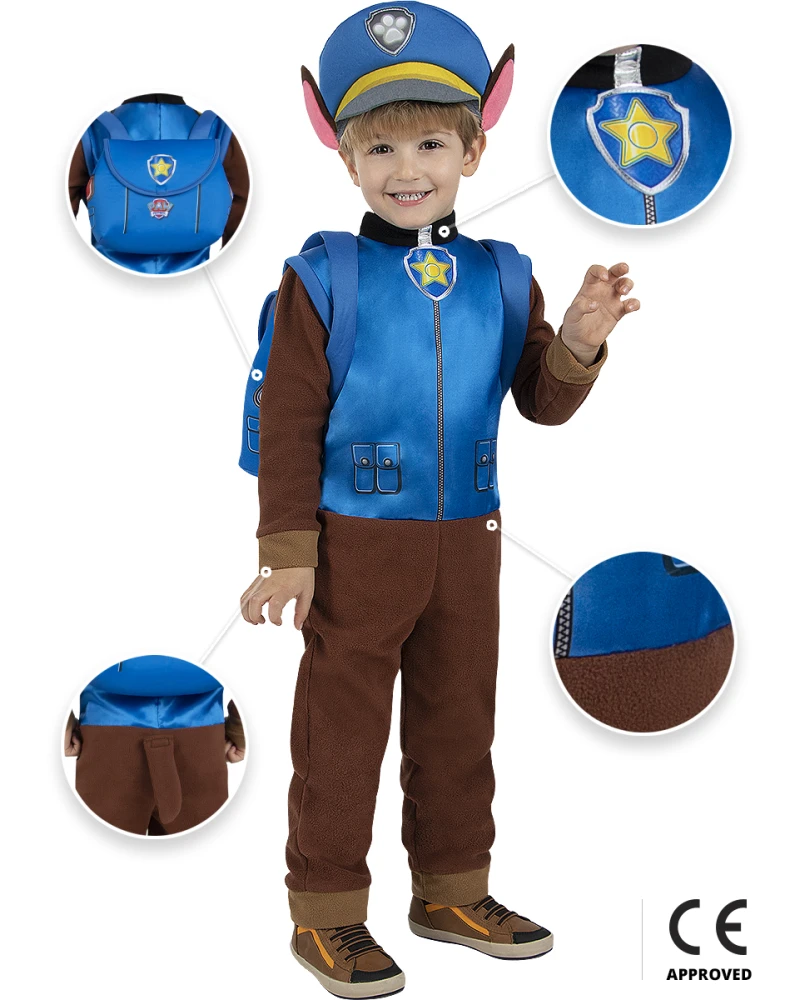 Детски костюм Чейс Paw Patrol - гащеризон с раница и шапка
