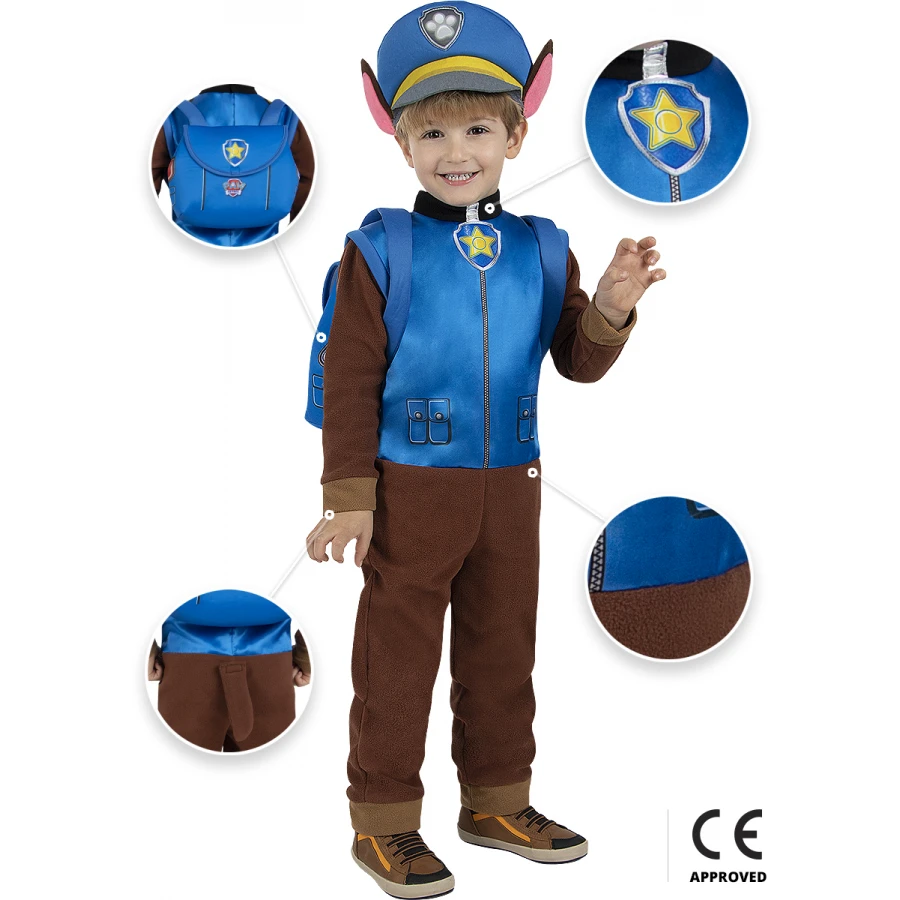 Детски костюм Чейс Paw Patrol - гащеризон с раница и шапка
