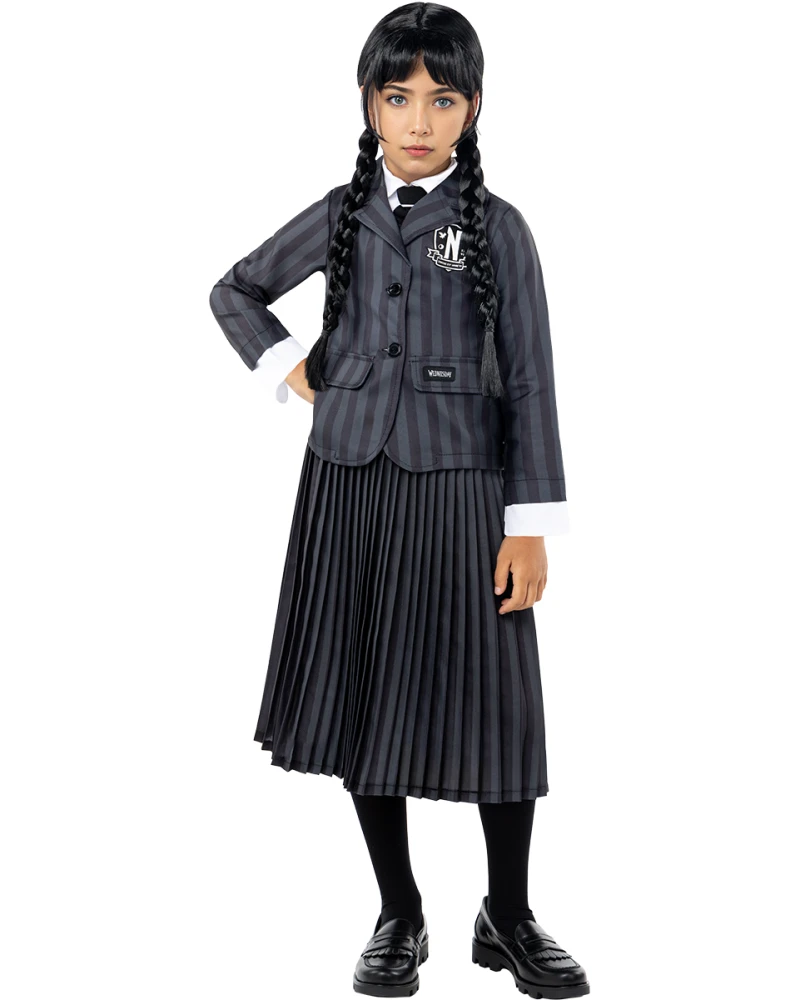 Костюм на Сърдитата дъщеря Wednesday Addams за момиче
