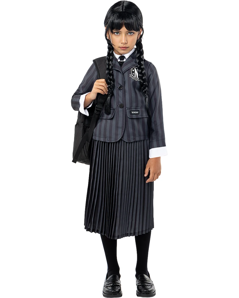 Костюм на Сърдитата дъщеря Wednesday Addams за момиче