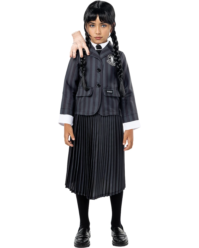 Костюм на Сърдитата дъщеря Wednesday Addams за момиче
