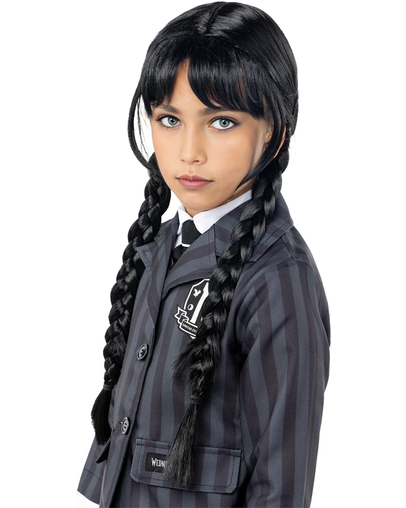 Официална перука Wednesday Addams за момичета Netflix