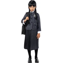Костюм на Сърдитата дъщеря Wednesday Addams за момиче
