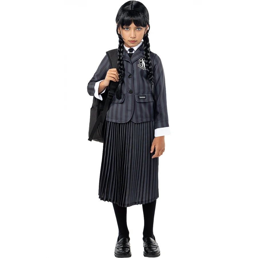 Костюм на Сърдитата дъщеря Wednesday Addams за момиче