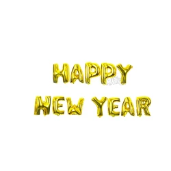 Фолиеви балони - Букви Happy new year в златен цвят