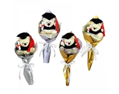 Букет с плюшено бяло мече за дипломиране