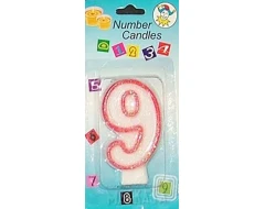Свещичка с червен контур и брокат - 9