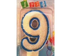 Свещичка със син контур и брокат - 9