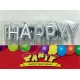 Сребърни свещи за парти - комплект "Happy Birthday"