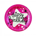 Парти чинии Happy Birthday в цвят циклама 10бр