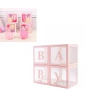 Комплект кутии за балони - Baby в розов цвят