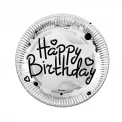 Парти чинии Happy Birthday в сребърен цвят 10бр