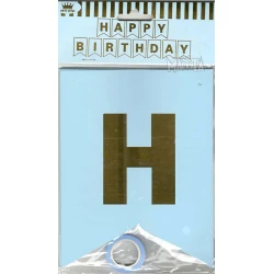 Парти украса - банер Happy Birthday в син цвят