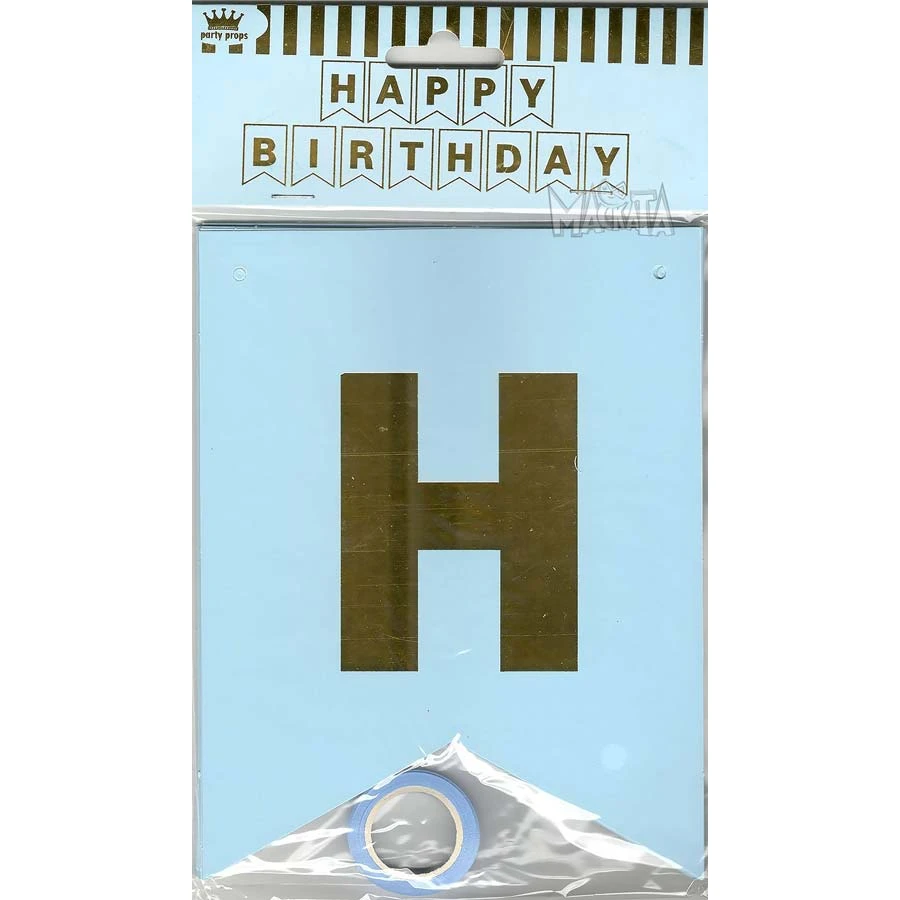 Парти украса - банер Happy Birthday в син цвят